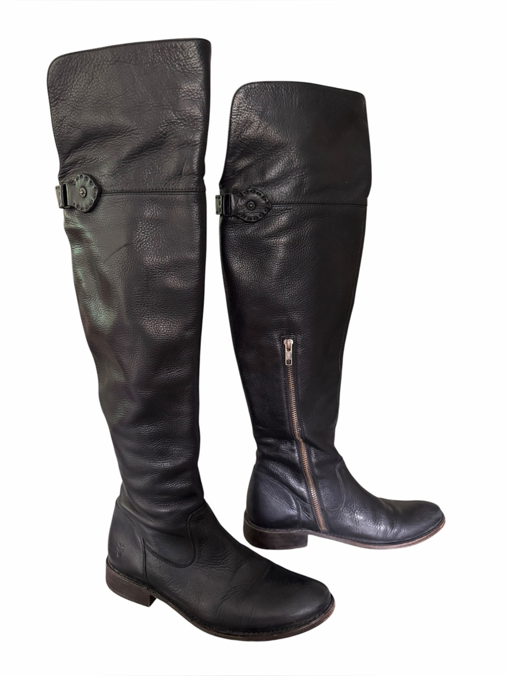 Frye Shirley Over the Knee Black Leather Boots Size 8